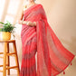 Red Georgette Bandhani Print Saree