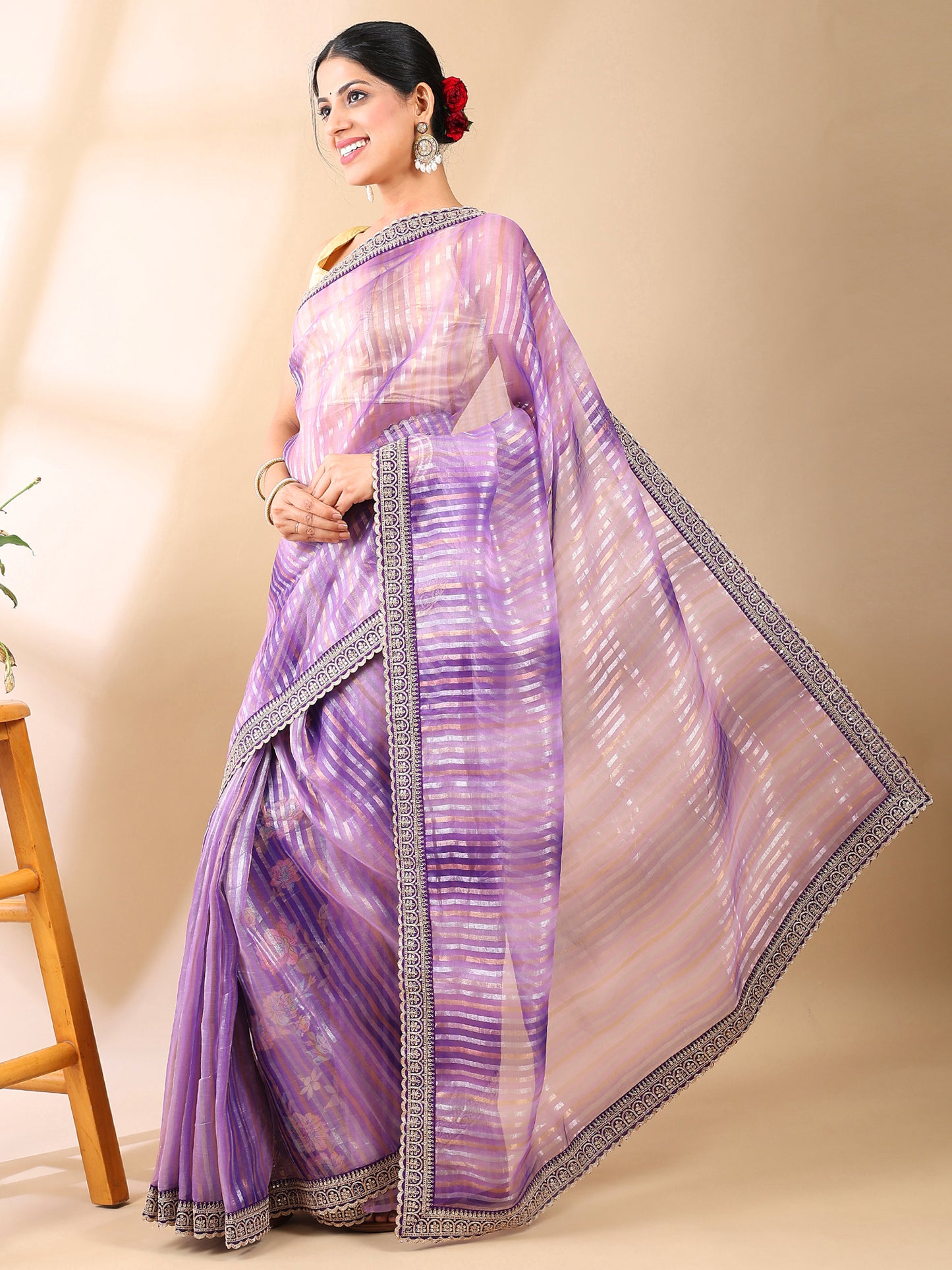 Lilac Organza Saree