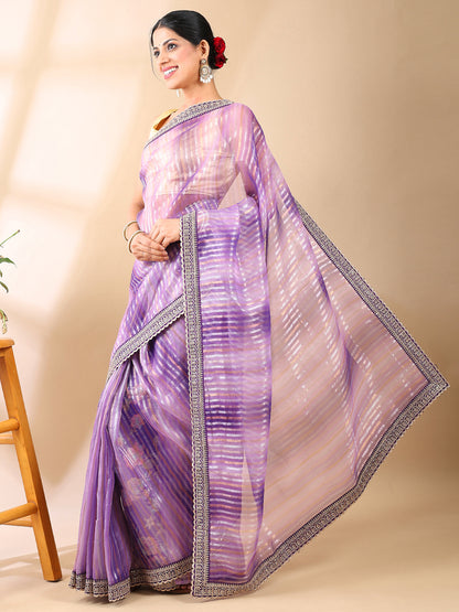 Lilac Organza Saree