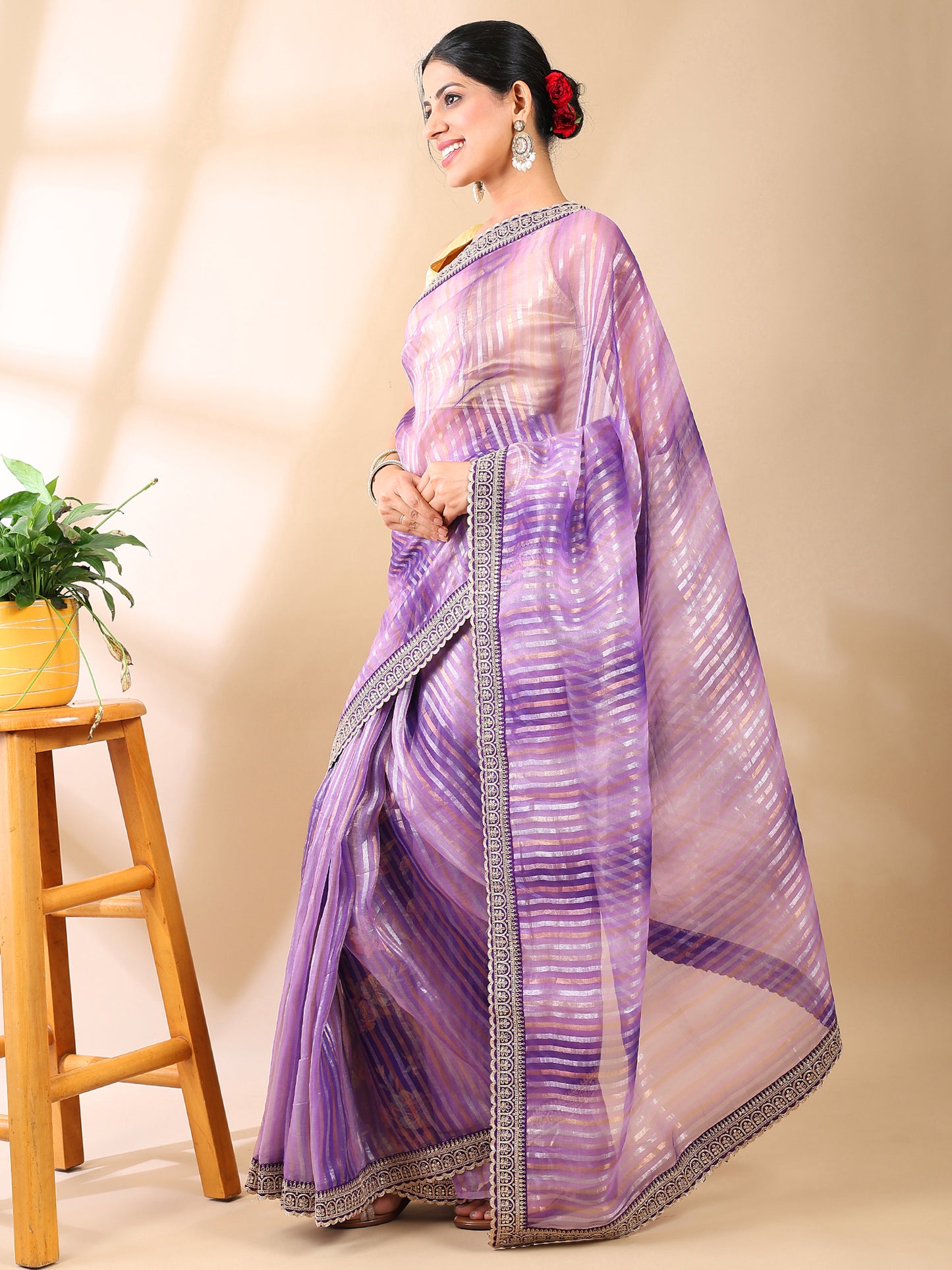Lilac Organza Saree