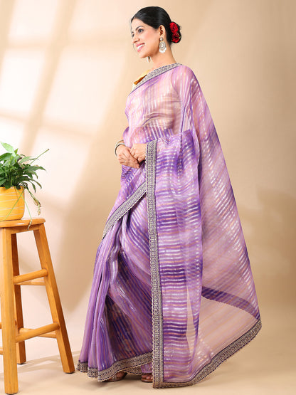 Lilac Organza Saree