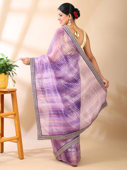 Lilac Organza Saree
