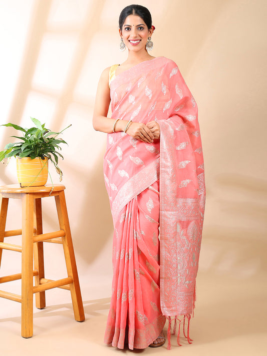 Pink Cotton Silk Saree