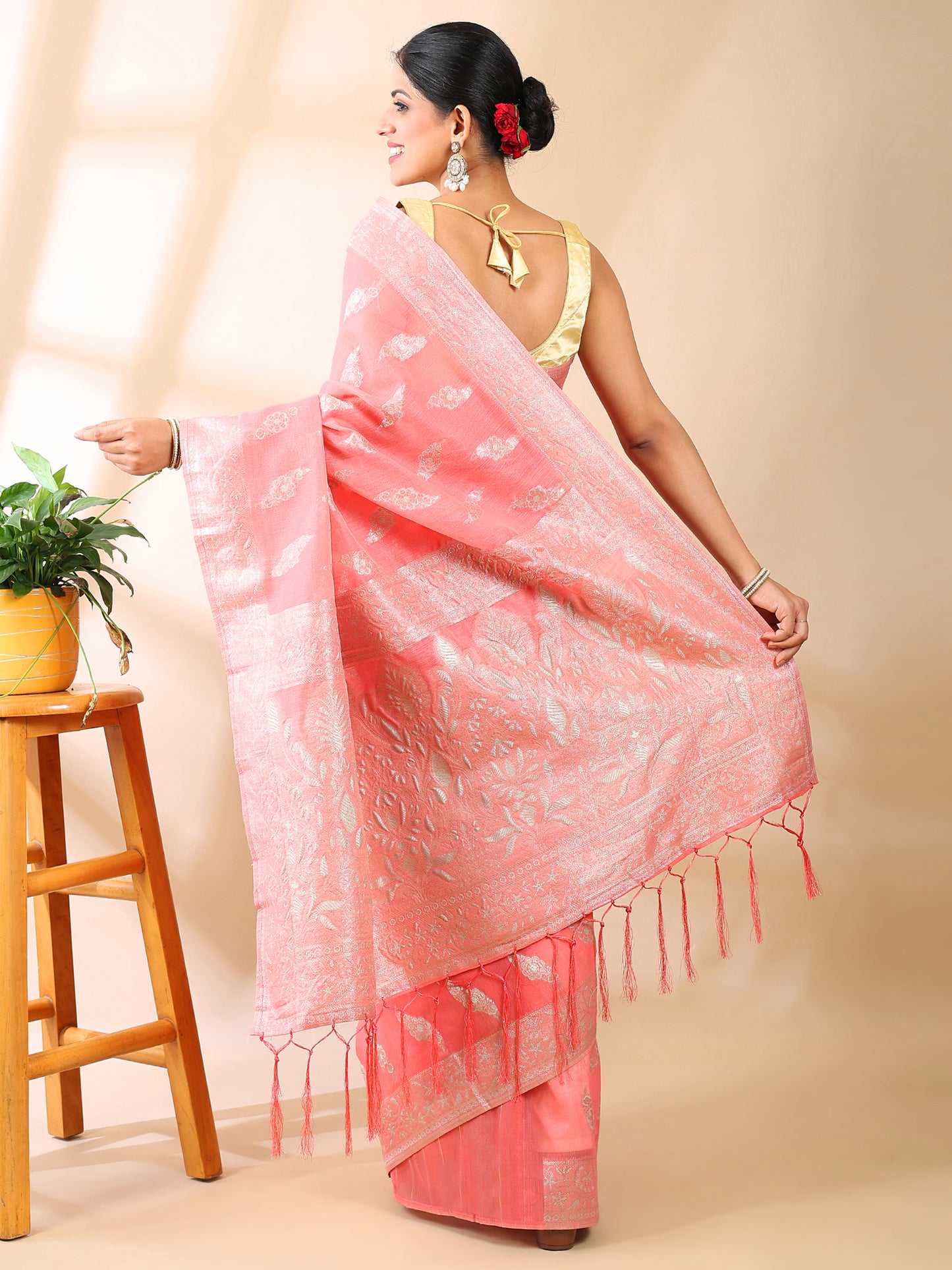 Pink Cotton Silk Saree