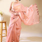 Pink Chanderi Cotton Applique Saree