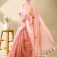 Pink Chanderi Cotton Applique Saree