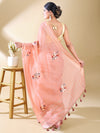 Pink Chanderi Cotton Applique Saree