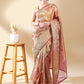 Wine Silk Blend Woven Saree