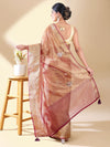 Wine Silk Blend Woven Saree