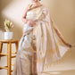 Off-White Tissue Zari Woven Saree