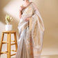 Off-White Tissue Zari Woven Saree