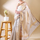Off-White Tissue Zari Woven Saree