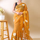 Yellow Hand-Painted Organza Saree