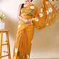 Yellow Hand-Painted Organza Saree