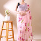 Pink Organza Hand-Painted Saree