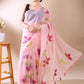 Pink Organza Hand-Painted Saree