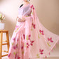 Pink Organza Hand-Painted Saree