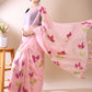 Pink Organza Hand-Painted Saree