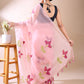 Pink Organza Hand-Painted Saree