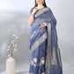 Blue Grey Banarasi Chanderi Zari Saree