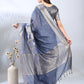 Blue Grey Banarasi Chanderi Zari Saree