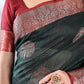 Bottle Green Banarasi Zari Woven Saree