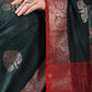 Bottle Green Banarasi Zari Woven Saree