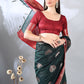Bottle Green Banarasi Zari Woven Saree