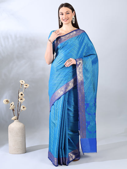 Royal Blue Soft Silk Zari Saree