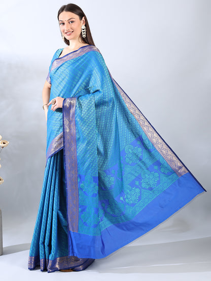 Royal Blue Soft Silk Zari Saree