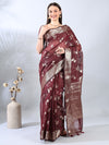 Maroon Banarasi Chanderi Zari Woven Saree