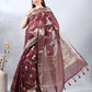 Maroon Banarasi Chanderi Zari Woven Saree