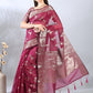Deep Magenta Banarasi Chanderi Zari Woven Saree