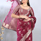 Deep Magenta Banarasi Chanderi Zari Woven Saree