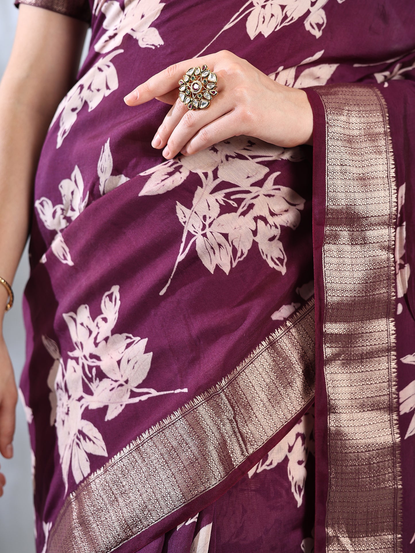 Wine Assam Silk Zari Woven Saree