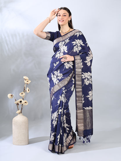 Blue Assam Silk Zari Woven Saree