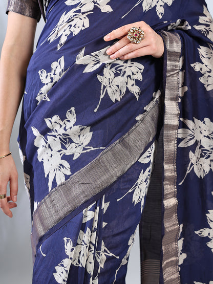 Blue Assam Silk Zari Woven Saree