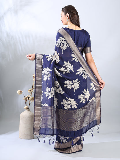 Blue Assam Silk Zari Woven Saree