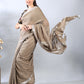 Light Brown Cotton Linen Saree with Silver Zari Border