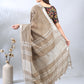 Light Brown Cotton Linen Saree with Silver Zari Border