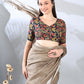Light Brown Cotton Linen Saree with Silver Zari Border