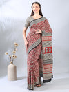 Maroon Cotton Ajrakh Printed Saree