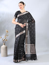 Black Chanderi Cotton Zari Woven Saree