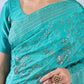 Firozi Dupion Silk Embroidered Saree