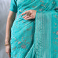 Firozi Dupion Silk Embroidered Saree