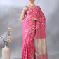 Pink Banarasi Cotton Zari Woven Saree