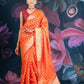 Banarasi Elegance Peach Chanderi Cotton Saree