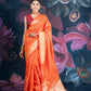 Orange Banarasi Chanderi Zari Saree