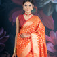 Orange Banarasi Chanderi Zari Saree