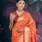 Banarasi Elegance Peach Chanderi Cotton Saree